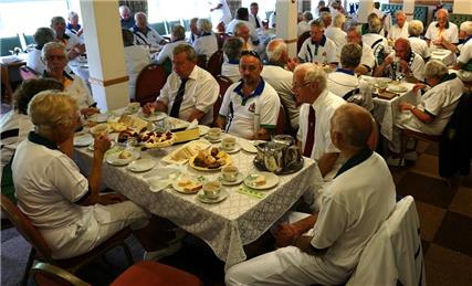 Full English Tea - Yum! - Bowls Devon Presidents visit us for a match